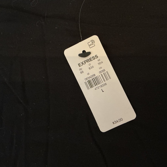 Express Supersoft Fitted Boat Neck Elbow Sleeve Tee L Black - Picture 3 of 3